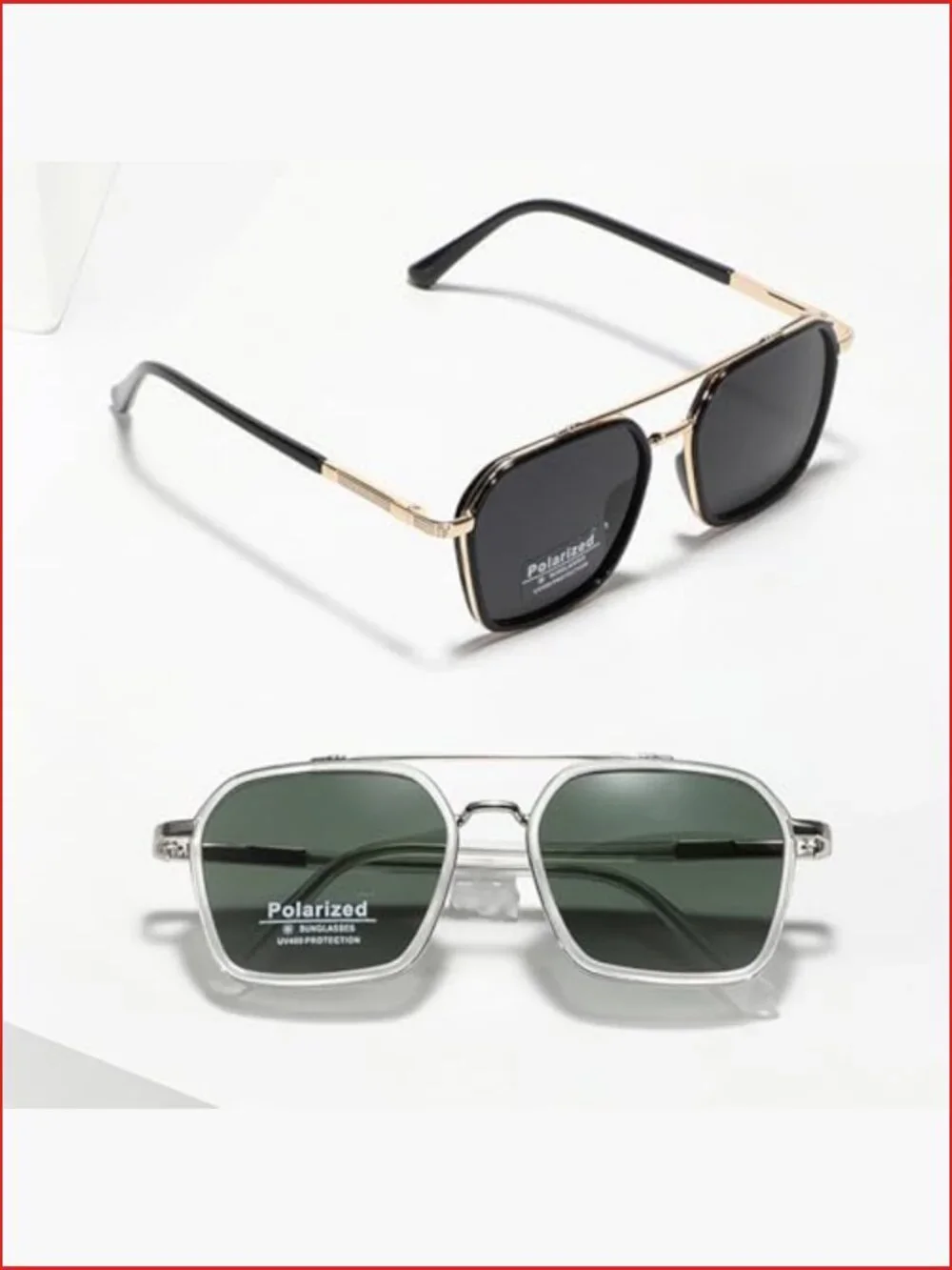 TR90 Square Frame Polarized Sunglasses Double Bridge UV Protection Unisex